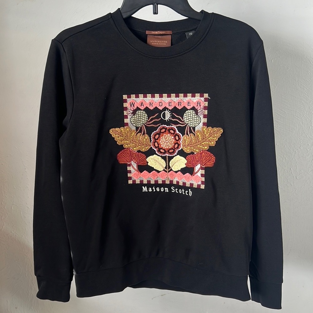 Scotch & Soda Maison Scotch Embroidered Crew Neck Sweatshirt Like New!